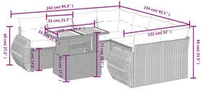 9 pcs conjunto de sofás p/ jardim c/ almofadões vime PE preto