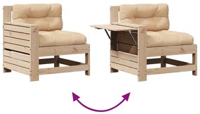 5 pcs conjunto lounge de jardim c/ almofadões pinho maciço