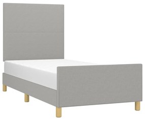 Estrutura de cama c/ cabeceira 100x200 cm tecido cinza-claro