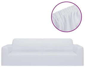 Capa de sofá elástica 3 lugares jersey de poliéster branco