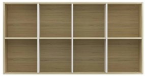 Estante/aparador 66x30x130cm contrapl. branco e carvalho sonoma