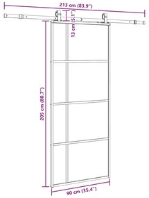 Porta deslizante c/ conj. ferragens 90x205cm vidro ESG preto