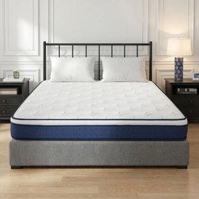 Colchão de molas 180 x 200 x 20 cm, espuma viscoelástica com gel, firmeza média Azul
