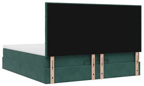 Estrutura de cama otomana com colchão verde escuro veludo