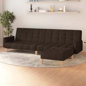 vidaXL Sofá-cama de 2 lugares com apoio de pés tecido castanho-escuro