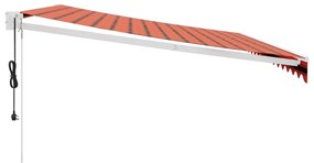 Toldo retrátil automático 4x3 m laranja e castanho