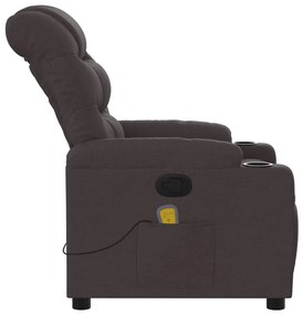 Poltrona de massagens reclinável tecido castanho-escuro