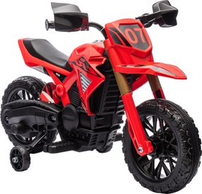 AIYAPLAY Mota Elétrica para Crianças Moto a Bateria para Crianças 6V com Rodas de Treino e Buzina 105x57x62 cm Vermelha | Aosom Portugal