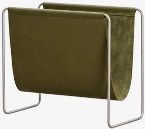 Revistero De Chão Em Pele E Aço Inoxidável Dravena Verde Exército - Sklum