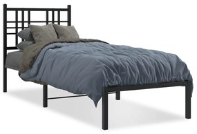 Estrutura de cama com cabeceira 75x190 cm metal preto