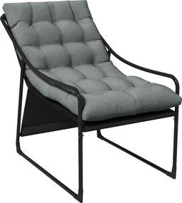 Outsunny Lounge exterior, enchimento grosso, estrutura de aço resistente à ferrugem, 62B x 110T x 88H cm, Cinza/Preto | Aosom Portugal