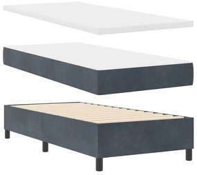 Cama Box Spring com Colchão Cinza Escuro 100x200 cm Veludo