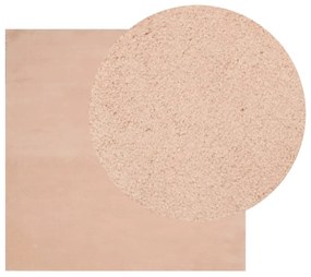 Tapete pelo curto macio e lavável HUARTE 200x200 cm rosa-pálido