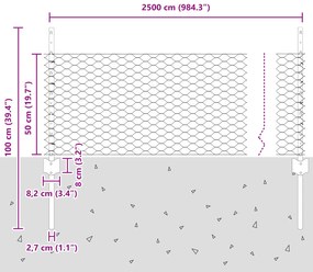 Conjunto de Cerca de Jardim Pacote de 2 Cinza Metal Grande