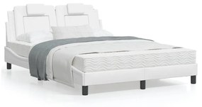 vidaXL Cama com colchão 120x200 cm couro artificial branco