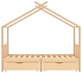 Estrutura de cama para criança c/ gavetas 90x200cm pinho maciço