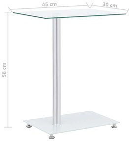 Mesa de apoio formato em U 45x30x58cm vidro temp. transparente