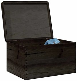 Caixa de madeira tampa preta 40x30x23cm pinho madeira maciça