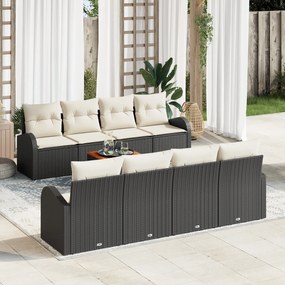 Conjunto de Sofás de Jardim vidaXL de 9 Peças com Almofadas Preto Ratt