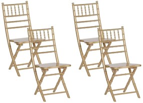 Conjunto de 4 cadeiras em madeira dourada MACHIAS Beliani