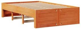 Cama sem colchão com gavetas madeira pinho maciça castanho-mel