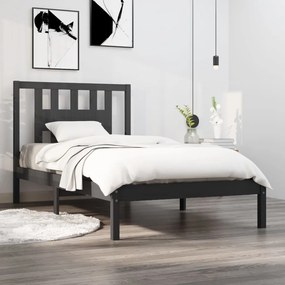 vidaXL Estrutura cama solteiro 90x200 cm pinho maciço cinzento