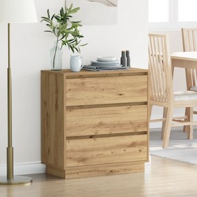 Criado-mudo vidaXL com LED Carvalho Artesanal 71x34,5x75 cm Madeira de Engenharia