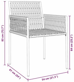 Conjunto de Jantar de Jardim com 5 Peças e Almofadas Pretas em Rattan