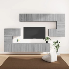 vidaXL Conjunto móveis de TV 10 pcs madeira processada sonoma cinza