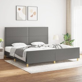 Estrutura de cama sem colchão 200x200 cm tecido cinzento-escuro
