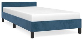 Estrutura de cama c/ cabeceira 90x200 cm veludo azul-escuro