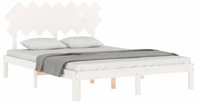 Estrutura de cama King Size com cabeceira madeira maciça branco