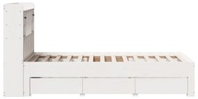 Cama com estante sem colchão 90x200 cm pinho maciço branco