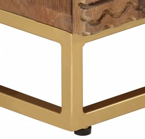 Mesa de cabeceira 40x30x50 cm madeira de mangueira maciça/ferro