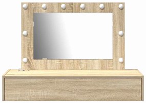 Mesa de Maquilhagem de Parede com Luzes LED em Carvalho Sonoma