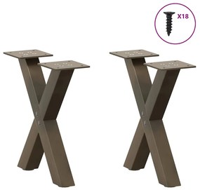 Pés para mesa de centro em formato de X, 2 peças, aço natural, 30x(30-