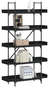 vidaXL Estante c/ 5 prateleiras 100x33x180,5cm derivados madeira preto
