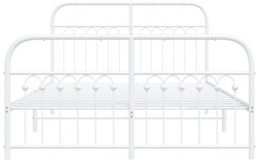 Estrutura de cama com cabeceira e pés 137x190 cm metal branco