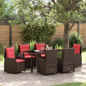 vidaXL Conjunto de Jantar para Jardim 7 Peças em Rattan Castanho