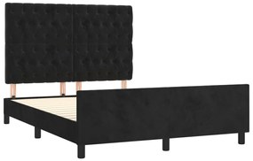 Estrutura de cama sem colchão 140x200 cm veludo preto