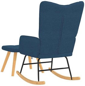 Cadeira de baloiço com banco tecido azul