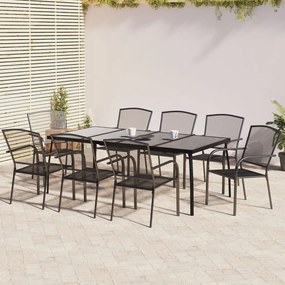 9 pcs conjunto de jantar para jardim aço antracite