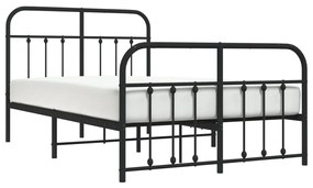 Estrutura de cama com cabeceira e pés 120x190 cm metal preto