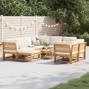 10pcs conjunto lounge jardim c/almofadões madeira maciça acácia