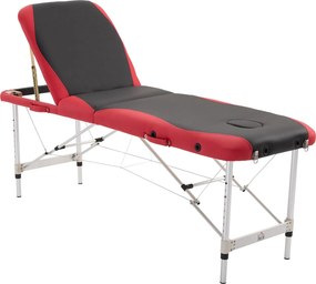 Marquesa Mesa de Massagem Dobrável e Portátil com Altura Ajustável e Apoio para a Cabeça 180x60x62-82 cm Vermelho e Preto