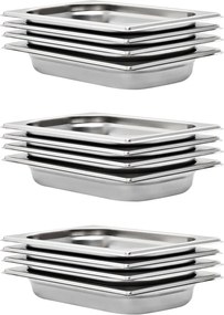 vidaXL Recipientes gastronorm 12 pcs GN 1/4 40 mm aço inoxidável