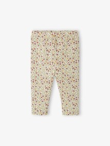 Leggings estampadas, em malha canelada, para bebé bege