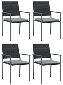 5 pcs conjunto de jantar p/ jardim c/ almofadões vime PE e aço