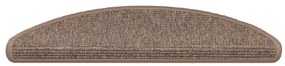 Tapetes de escada adesivos 15 pcs 56x17x3 cm castanho-claro