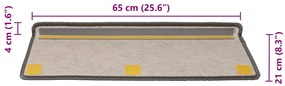 Tapetes escada adesivos aspeto sisal 30pcs 65x21x4 cinza e bege